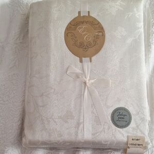 Elegant Ivory Floral Tablecloth